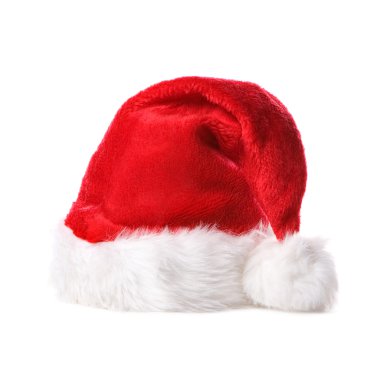 Beyaz arka planda izole Noel Baba şapkası