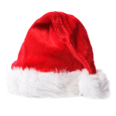 Beyaz arka planda izole Noel Baba şapkası