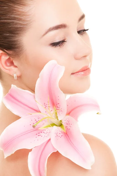 Cute woman with flower — Stock Photo, Image