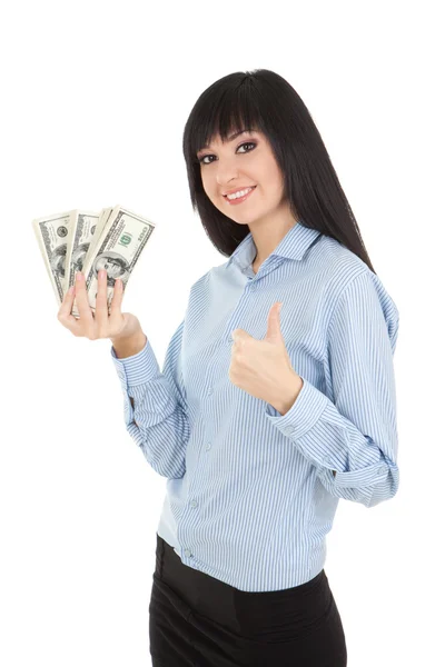 Young business woman with money — Stock Photo, Image