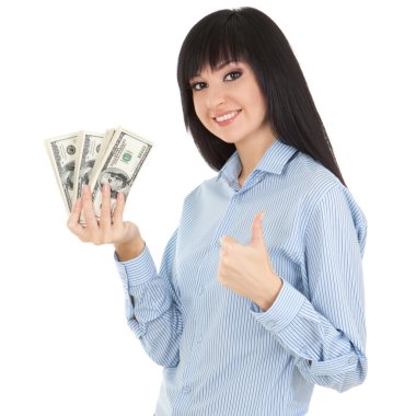 genç iş kadını para ile