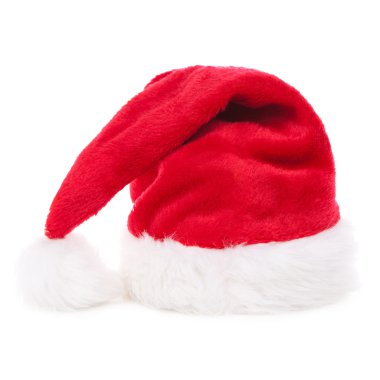 Beyaz arka planda izole Noel Baba şapkası