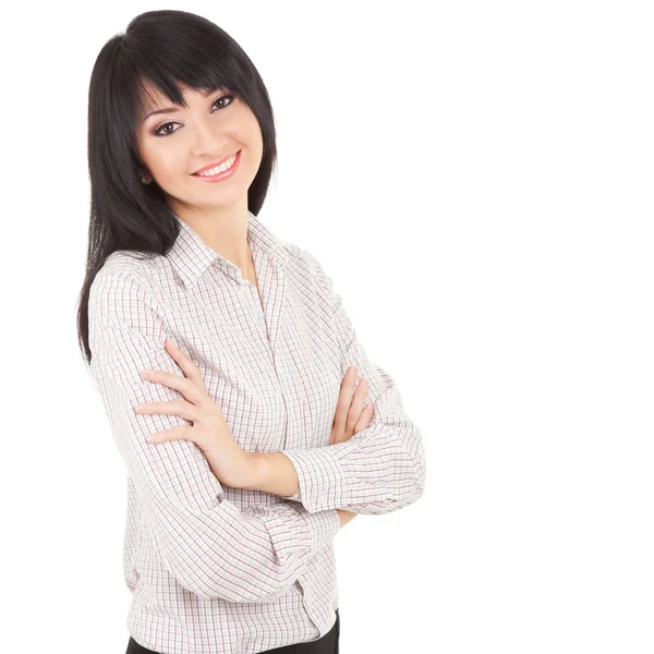 Joven mujer de negocios aislada en el fondo blanco — Foto de Stock