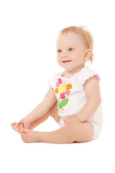 Cute baby with beautiful blue eyes on the white backround — Stock Photo, Image