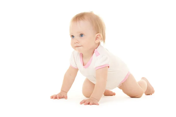 Söt baby med vackra blå ögon på den vita bacgkround — Stockfoto