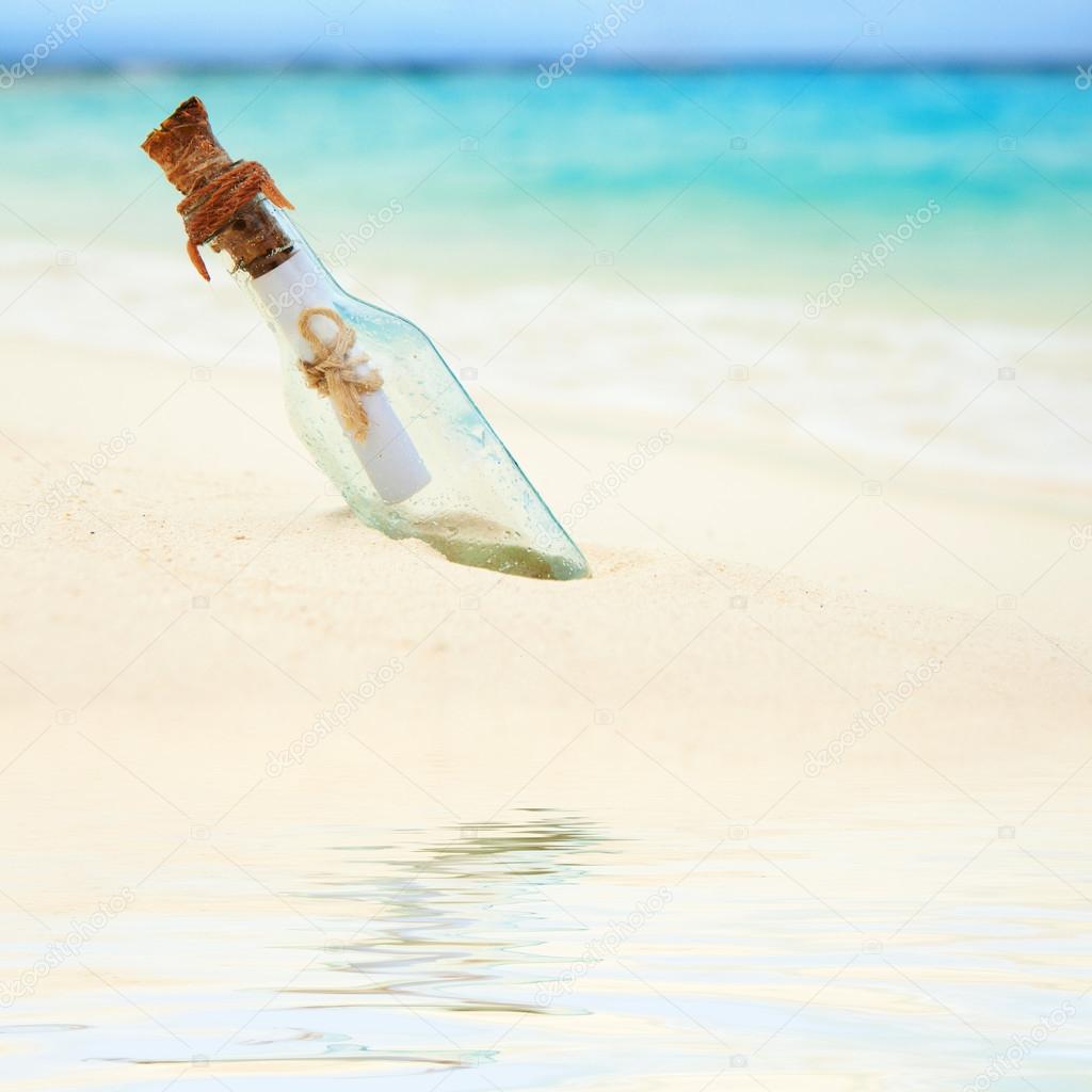 A letter in a bottle on the beach