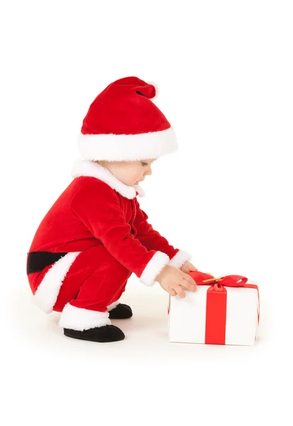 Niedliches Weihnachtsmann-Baby auf weißem Hintergrund — Stockfoto