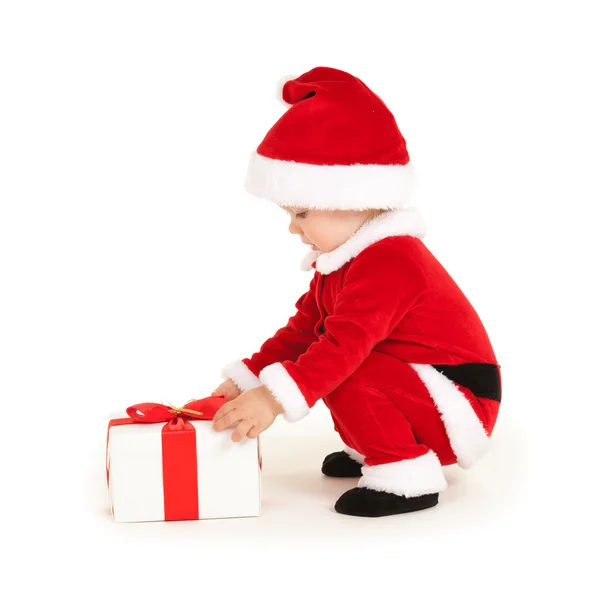 Niedliches Weihnachtsmann-Baby auf weißem Hintergrund — Stockfoto