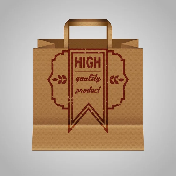 Paper bag with natural logo — Stock Vector