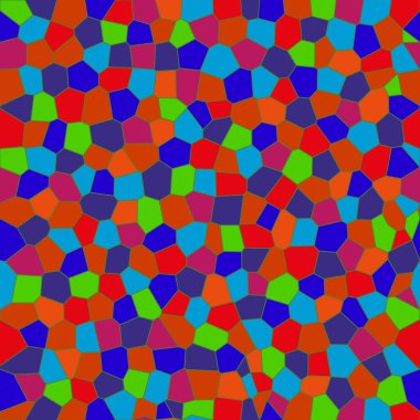 Kırmızı ve Mavi tonlardaki çokgen figürlerin kusursuz vektör deseni, Rastgele Sıralanmıştır. Tasarım Projeleri ve Tekstil Üretiminde Kullanılabilir