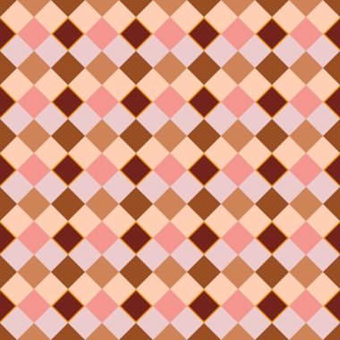 Vektör, Kusursuz, Kahverengi-Pembe Kareler Biçiminde Görüntü, Yatay Çizgisel Manner ile Düzenlenmiş. Tasarım ve Tekstil 'de Kullanılabilir