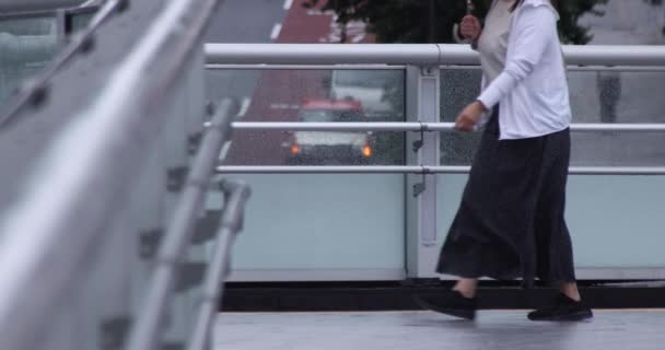 Egy lassított felvétel az utcán sétáló emberekről a városban. — Stock videók