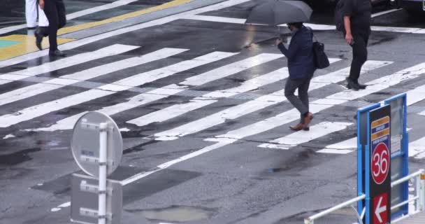 Şehirdeki sokakta yürüyen insanların yavaş çekimleri. — Stok video