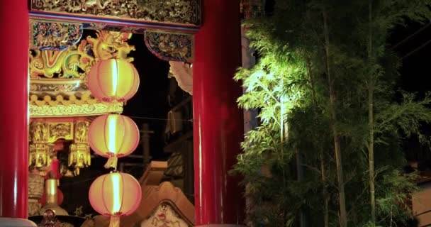 Santuario cinese a Yokohama Chinatown Giappone di notte — Video Stock
