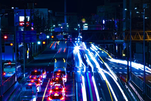 Nachtstraße in der Innenstadt Langzeitbelichtung — Stockfoto