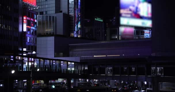 渋谷のネオン街のネオン看板 — ストック動画