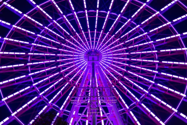 Una ruota panoramica al parco divertimenti di Tokyo di notte — Foto Stock