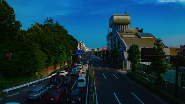 Un timelapse della strada del centro di Kanpachi Avenue a Tokyo di giorno zoom grandangolare — Video Stock
