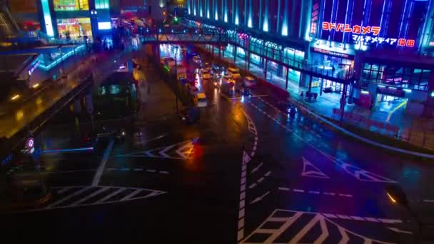 Sebuah tiLapse jalan di pusat kota di Osaka pada sudut malam yang tinggi — Stok Video