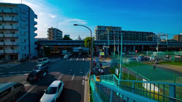 Timelapse śródmieścia ulica na Kanpachi aleja w Tokio dzienny szeroki strzał tilt — Wideo stockowe