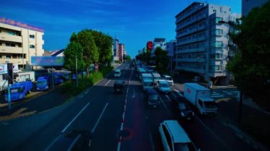 Tokyo 'da Kanpachi Bulvarında şehir Caddesi bir timelapse gündüz geniş çekim