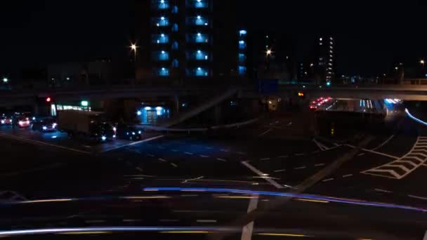 Ночной хронометраж пробки на перекрестке в Токио — стоковое видео