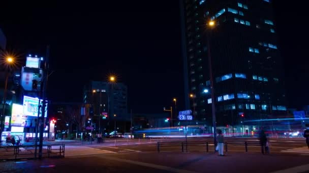 Noční doba dopravní zácpy na křižovatce města v Tokiu. — Stock video