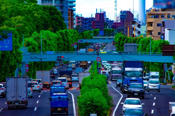 Una strada del centro di Kanpachi Avenue a Tokyo diurna — Foto Stock