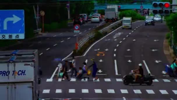 Um timelapse de rua de carro na avenida Kanpachi em Tóquio durante o dia tiro longo panning — Vídeo de Stock