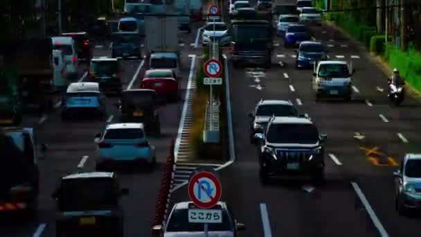 Timelapse ulicy samochodu na Kanpachi alei w Tokio dziennym długim ujęciem tilt — Wideo stockowe