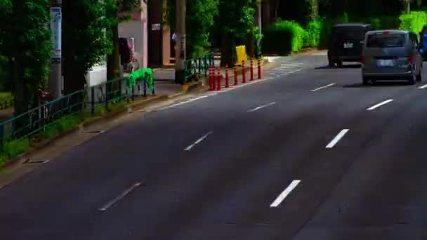 Une chronométrage de la rue de la voiture à Kanpachi avenue à Tokyo diurne long shot — Video