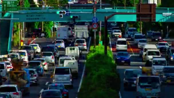 Um timelapse de rua de carro na avenida Kanpachi em Tóquio durante o dia tiro longo panning — Vídeo de Stock