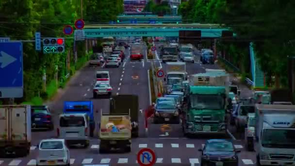 Um timelapse de rua de carro na avenida Kanpachi em Tóquio inclinação de tiro longo diurno — Vídeo de Stock