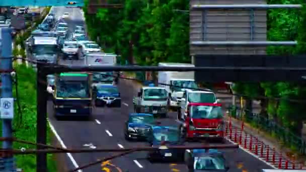 Un timelapse de la calle del coche en la avenida Kanpachi en Tokio panorámica de tiro largo durante el día — Vídeos de Stock