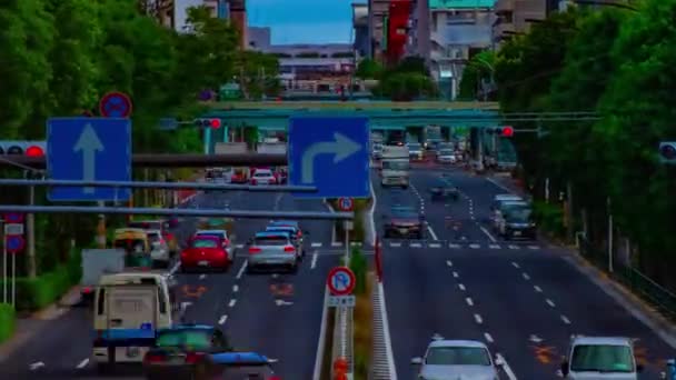 Un intemporel de la rue de la voiture à Kanpachi avenue à Tokyo jour long plan zoom — Video