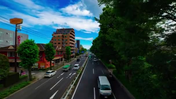 A timelapse of car street at Kanpachi avenue in Tokyo daytime wide shot zoom — Stock Video