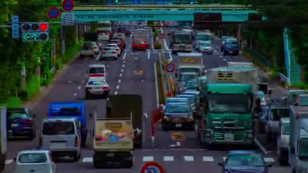 Časová osa automobilové ulice na Kanpachi avenue v Tokiu den dálkové přiblížení — Stock video