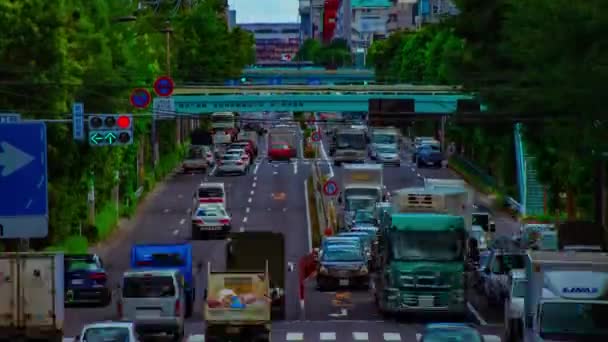 Časový průběh automobilové ulice na Kanpachi avenue v Tokiu denní náklon — Stock video