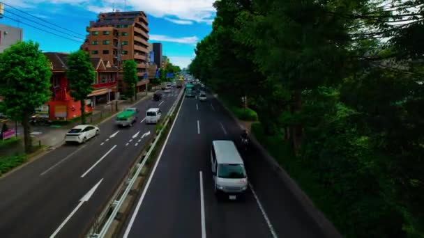 Een tijdspanne van de automobiel straat op Kanpachi avenue in Tokio dagwijd schot panning — Stockvideo