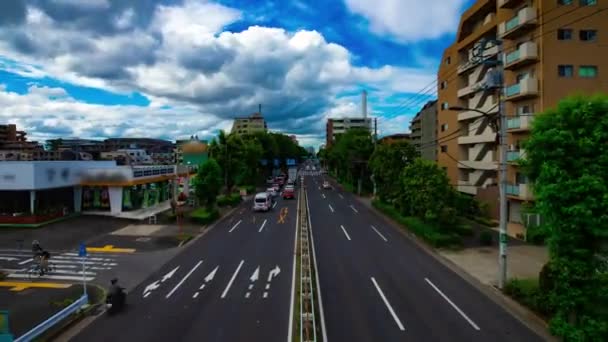 Uma timelapse da rua do carro na avenida Kanpachi em Tóquio zoom de tiro largo diurno — Vídeo de Stock