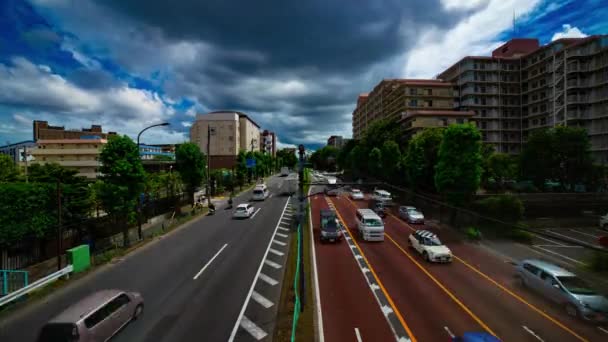 A timelapse of car street at Kanpachi avenue in Tokyo daytime wide shot — Stock Video