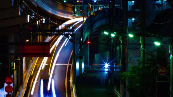 Une nuit timelapse de la rue de la ville au centre-ville de Setagaya Tokyo long shot inclinaison — Video