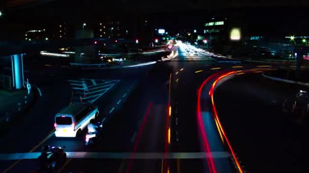 Une nuit timelapse de la rue de la ville au centre-ville de Setagaya Tokyo panoramique — Video