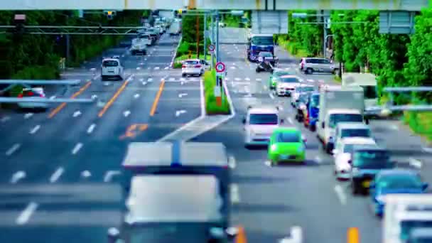 Un timelapse de la calle del centro en la avenida Kanpachi en Tokio zoom de cambio de inclinación diurno — Vídeos de Stock