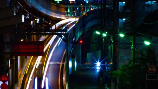 Un timelapse notturno della strada cittadina nel centro di Setagaya Tokyo zoom grandangolare — Video Stock
