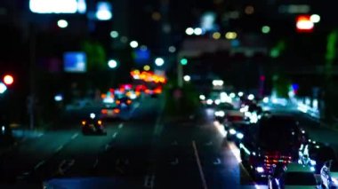 Setagaya Tokyo tilt-shit şehir merkezinde şehir sokak bir gece timelapse