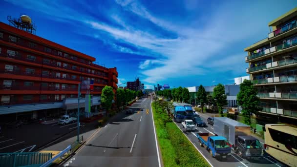 A timelapse of downtown street at Kanpachi avenue in Tokyo daytime wide shot — Stock Video