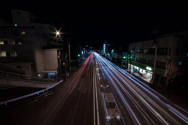 A night traffic jam at the city street in Tokyo wide shot — Stock Photo, Image