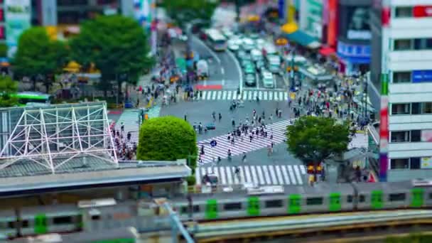 東京の渋谷交差点のタイムラプス高角傾きズーム — ストック動画