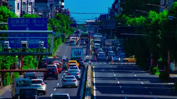 A timelapse of downtown street at Kanpachi avenue in Tokyo daytime long shot — Stock Video